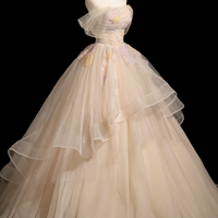 Beautufull Tulle Long A-Line Prom Party Dress - Thumbnail 3