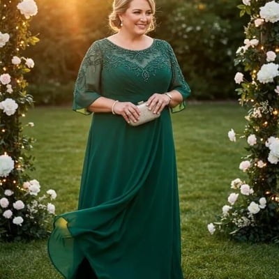 Green plus size mother of the bride dresses