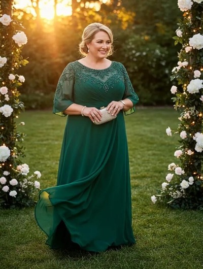 Green Plus Size Mother of the Bride Dresses