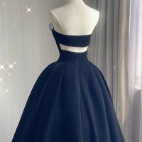 Black Sweetheart Neck Floor-length Sleeveless Backless Prom Gown, Black Beaded Formal Dress - Thumbnail 1