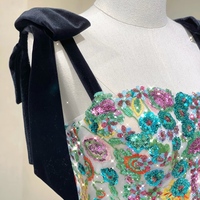 Lovely Lace Black Shoulder Strap Floor Length Lace Up Back with Removable Tulle Train Prom Dress - Thumbnail 3