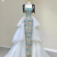 Lovely Lace Black Shoulder Strap Floor Length Lace Up Back with Removable Tulle Train Prom Dress - Thumbnail 2