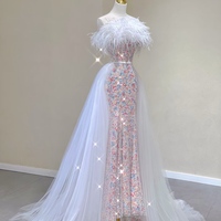 High-end Charming Strapless Printing Prom Dresses Mermaid Strapless Tassel Sleeveless Backless Sweep Train Prom Dresses - Thumbnail 2