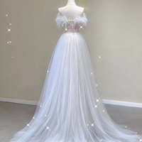 High-end Charming Strapless Printing Prom Dresses Mermaid Strapless Tassel Sleeveless Backless Sweep Train Prom Dresses - Thumbnail 3