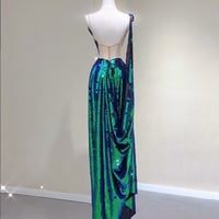 Green Sequins Sleeveless Mermaid Floor Length Open Back Prom Dress - Thumbnail 2