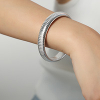 Elegant Stretch Coil Bracelet, Gold and Silver Plated, Flexible Spring Design, Fashion Jewelry for Women - Thumbnail 3