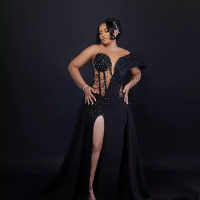 Black mermaid prom dress beaded rhinestones full sleeves evening formal party second reception birthay engagement gowns