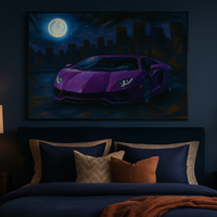 Purple Lamborghini in Urban Eclipse Art Print - Thumbnail 3