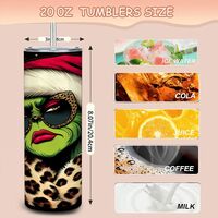 Grinchy Glam Tumbler Set | Sassy Leopard Tumbler Holiday Cup with Straw | Free Ship - Thumbnail 1