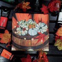 Spooky Season Gourds, Original acrylic painting by N.E.Thompson, Artwork size 10x10 inches - Thumbnail 4