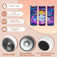 Alice in Wonderland Stained Glass Tumbler | 20oz Skinny Tumbler with Cheshire Cat | Free Ship - Thumbnail 3