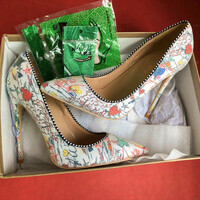 White graffiti high heels French stiletto pumps - Thumbnail 2