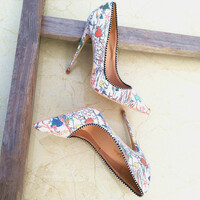 White graffiti high heels French stiletto pumps - Thumbnail 4