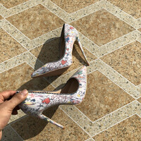 White graffiti high heels French stiletto pumps - Thumbnail 5