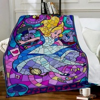 Limited Edition Alice in Wonderland Stained Glass Blanket - Premium Fleece Throw |Cathedral Art |Cheshire Cat Collector Blanket | Free Ship  - Thumbnail 3