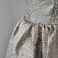 Champagne Jacquard Strapless Prom Dresses Floral Strapless Quinceanera Dresses - Thumbnail 2