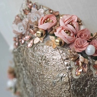 Champagne Jacquard Strapless Prom Dresses Floral Strapless Quinceanera Dresses - Thumbnail 3