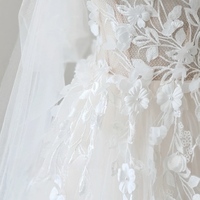  Ivory Strapless V Neck Applique Tulle A-line Wedding Dresses - Thumbnail 2