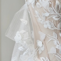  Ivory Strapless V Neck Applique Tulle A-line Wedding Dresses - Thumbnail 3