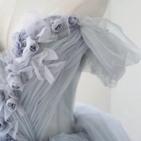 Elegant Tulle Off The Shoulder Lace-up Back Quinceanera Dress with Handmade Flower Dresses  - Thumbnail 3