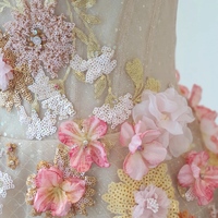 Flower Fairy Champagne Beading Sequins Lace Flower Formal Dresses with Cloak A-Line / Princess Strapless Sleeveless Backless Floor-Length / Long Prom  - Thumbnail 4