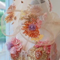 Flower Fairy Champagne Beading Sequins Lace Flower Formal Dresses with Cloak A-Line / Princess Strapless Sleeveless Backless Floor-Length / Long Prom  - Thumbnail 3