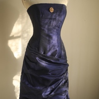 Vintage Navy Blue Long Evening Gown Strapless Taffeta Dresses for Party Events - Thumbnail 4