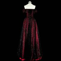 Customized Elegant Temperament Slash Neck Wedding Party Dress Solid Sequin Mesh Spliced Evening Dresses - Thumbnail 3