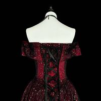 Customized Elegant Temperament Slash Neck Wedding Party Dress Solid Sequin Mesh Spliced Evening Dresses - Thumbnail 5