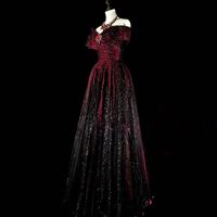 Customized Elegant Temperament Slash Neck Wedding Party Dress Solid Sequin Mesh Spliced Evening Dresses - Thumbnail 8