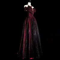 Customized Elegant Temperament Slash Neck Wedding Party Dress Solid Sequin Mesh Spliced Evening Dresses - Thumbnail 2