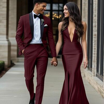 Burgundy wine red mermaid v neck prom dress evening formal gown birthday party dress