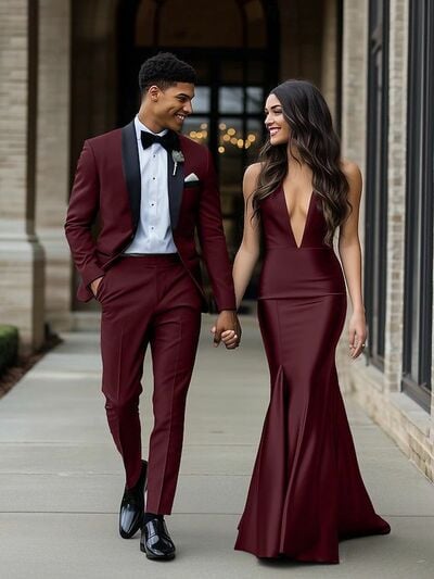 Burgundy Wine Red Mermaid V Neck Prom Dress Evening Formal Gown Birthday Party Dress