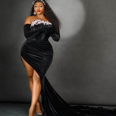 Plus size mermaid appliques african girls prom dress evening formal gown birthday party dress