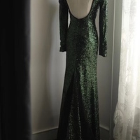 Luxe Dark Green Sequin Holiday Formal Party Evening Wedding Prom Mermaid Maxi Dress  - Thumbnail 2