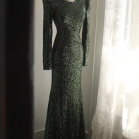 Luxe Dark Green Sequin Holiday Formal Party Evening Wedding Prom Mermaid Maxi Dress  - Thumbnail 4
