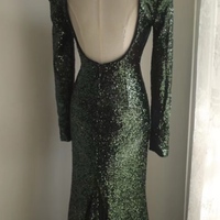 Luxe Dark Green Sequin Holiday Formal Party Evening Wedding Prom Mermaid Maxi Dress  - Thumbnail 5