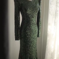 Luxe Dark Green Sequin Holiday Formal Party Evening Wedding Prom Mermaid Maxi Dress  - Thumbnail 6