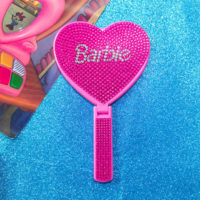 Heart Rhinestone Crystal Bling Portable Hand Mirror  - Thumbnail 1