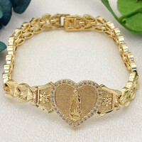 ✨💛 Sacred Elegance: Two-Tone Stainless Steel Virgin Mary Heart Bracelet 💛✨ - Thumbnail 5