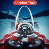 Ghostface Santa Leather Tote Bag | Scream Christmas Horror | Santa Claus Slasher Design | Holiday Horror Fan Bag | Free Shi0 - Thumbnail 1