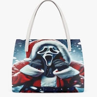 Ghostface Santa Leather Tote Bag | Scream Christmas Horror | Santa Claus Slasher Design | Holiday Horror Fan Bag | Free Shi0 - Thumbnail 2