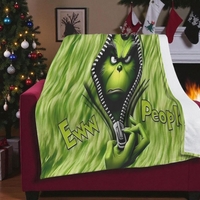 Limited Edition Grinch Eww People Blanket | Funny Antisocial Fleece Throw | Sarcastic Introvert Gift | 79x60  Soft Cozy Grinch Blanket | Free Ship - Thumbnail 1