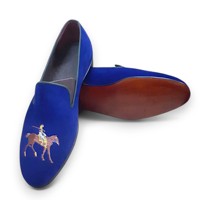 Crafted leather classic men blue velvet loafers moccasin loafers dress shoes