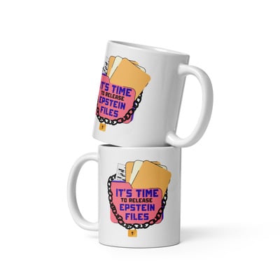 Epstein files release coffee white glossy mug