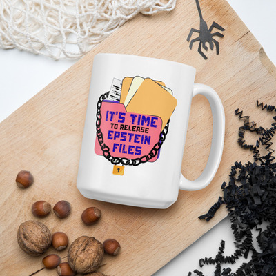 Epstein files release coffee white glossy mug