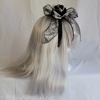 Roses and Spiders Halloween headband, black and silver - Thumbnail 1