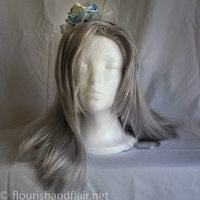 Deluxe Rose Headband Blue and White Lace - Thumbnail 1