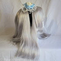 Deluxe Rose Headband Blue and White Lace - Thumbnail 3