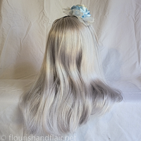Deluxe Rose Headband Blue and White Lace - Thumbnail 4